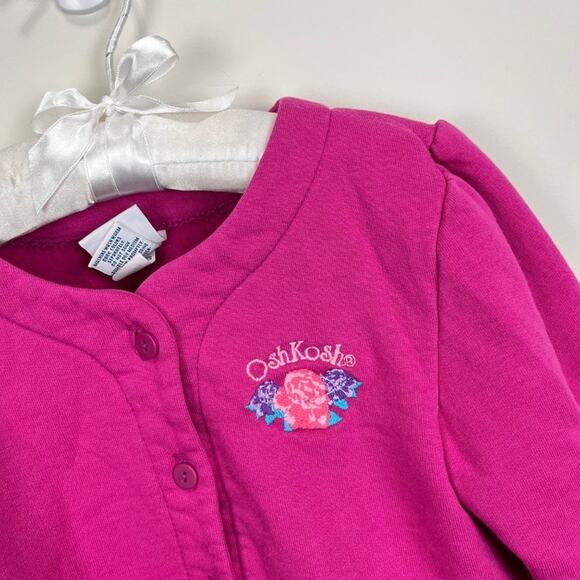 Vintage OshKosh B'gosh Girls Pink Cardigan Sweatshirt 6 USA - Picture 2 of 9